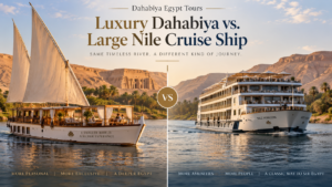 Luxury Dahabiya vs. Large Nile Cruise Ship