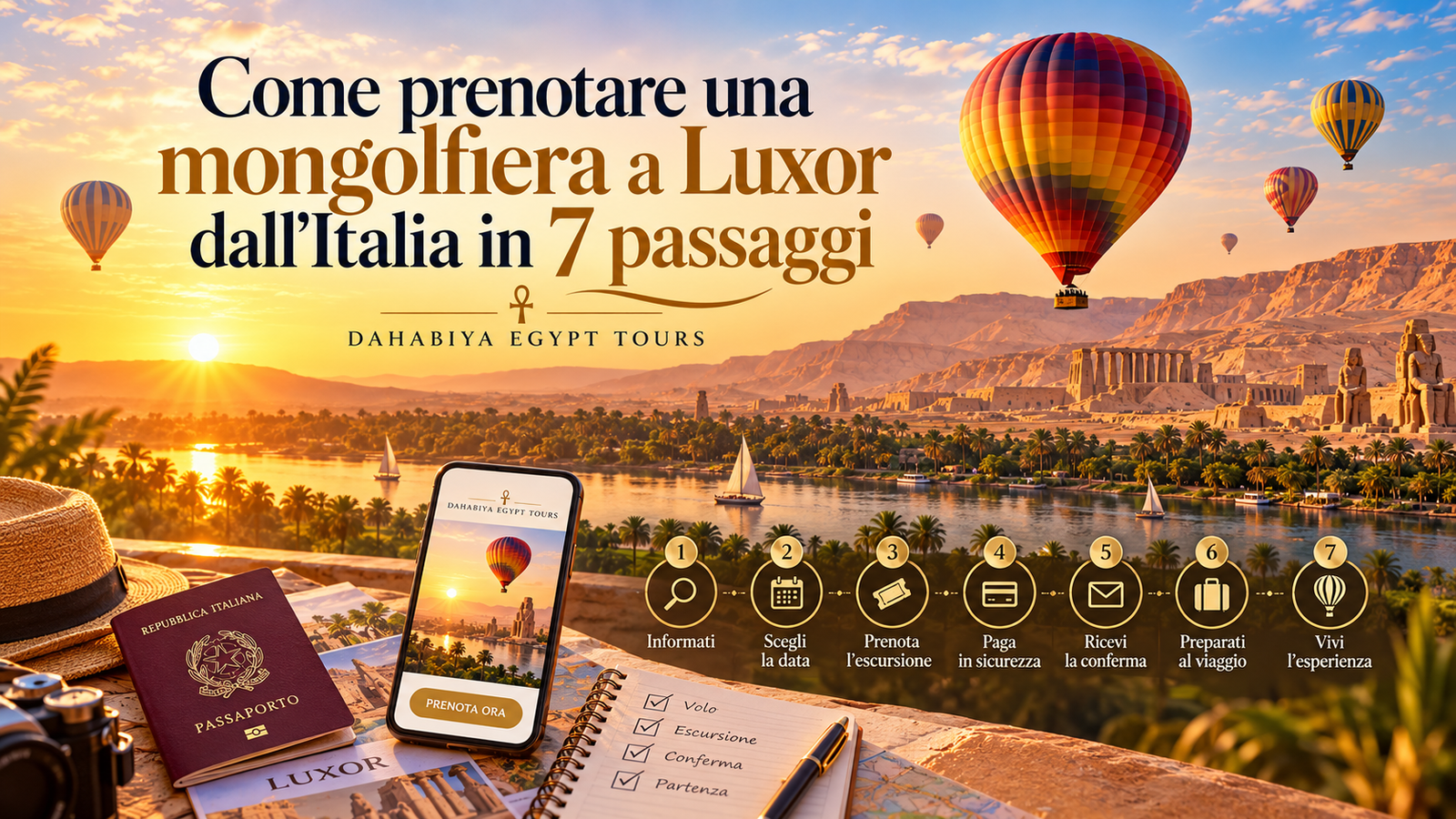 Come prenotare una mongolfiera a Luxor dall’Italia in 7 passaggi
